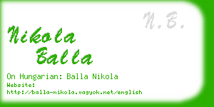 nikola balla business card
